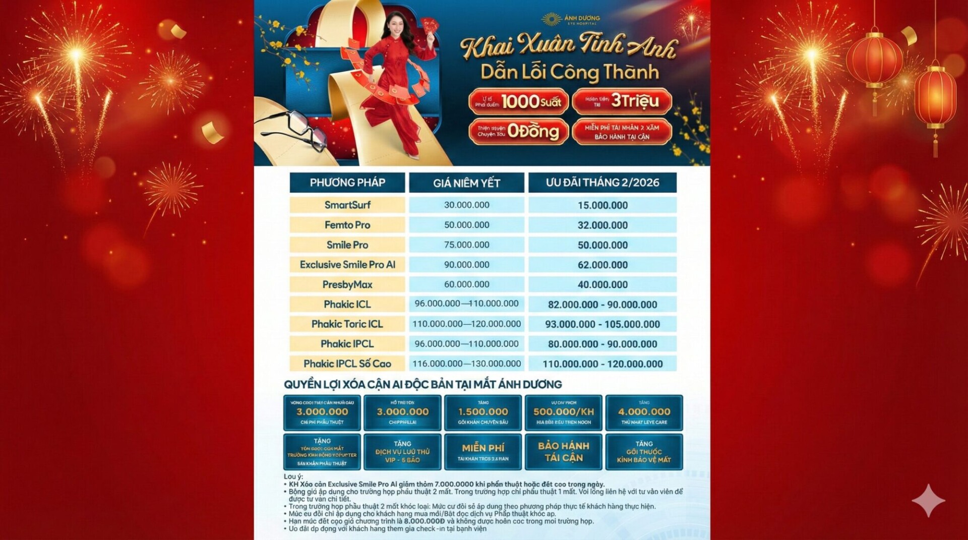 Ưu đãi đặt cọc mổ cận tháng 2 – Cơ hội vàng xóa cận với chi phí tiết kiệm đầu năm 2026