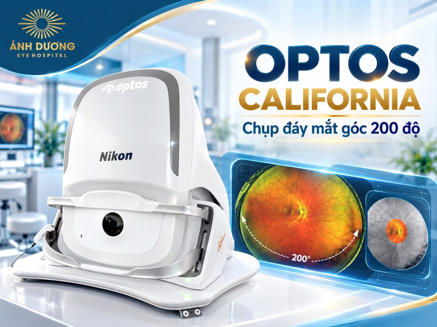 Optos chụp đáy mắt với độ rộng 200 độ